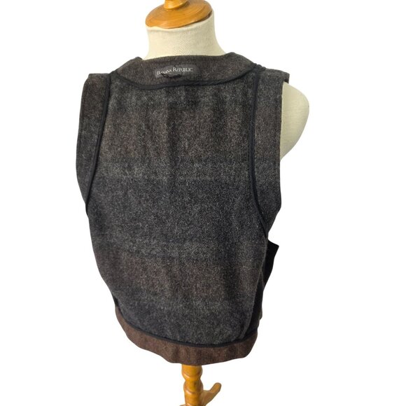 Vintage Banana Republic Wool Blend Vest Men Sz S Brown Gray Stripe Hong Kong - Picture 9 of 13